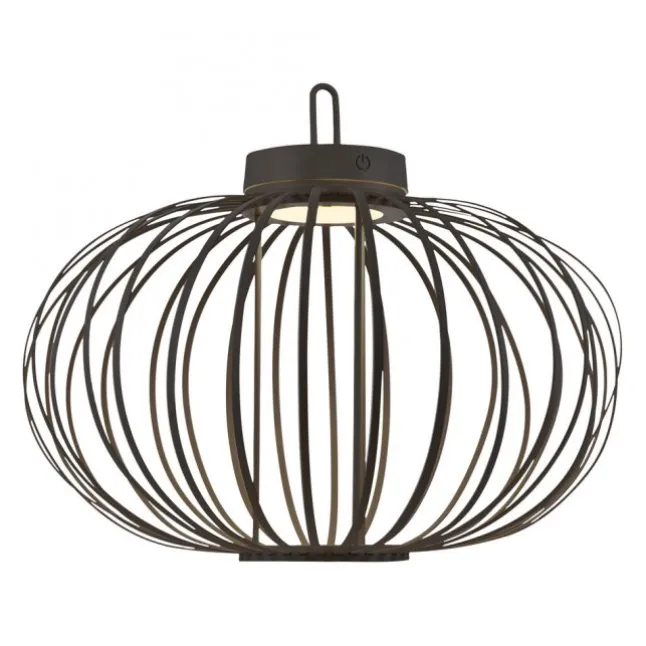 LED Tischleuchte D=46cm schwarz Akkulampe USB IP44 dimmbar per Touch