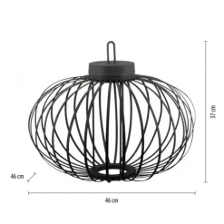 LED Tischleuchte D=46cm schwarz Akkulampe USB IP44 dimmbar per Touch