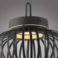 LED Tischleuchte D=25cm schwarz Akkulampe USB IP44 dimmbar per Touch
