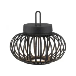 LED Tischleuchte D=25cm schwarz Akkulampe USB IP44 dimmbar per Touch