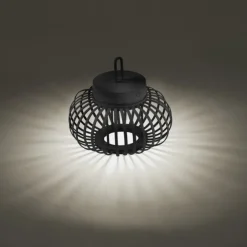 LED Tischleuchte D=25cm schwarz Akkulampe USB IP44 dimmbar per Touch