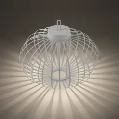 LED Tischleuchte D=46cm weiß Akkulampe USB IP44 dimmbar per Touch