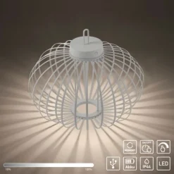 LED Tischleuchte D=46cm weiß Akkulampe USB IP44 dimmbar per Touch
