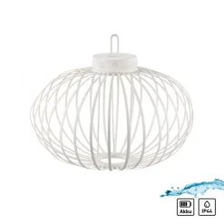 LED Tischleuchte D=46cm weiß Akkulampe USB IP44 dimmbar per Touch