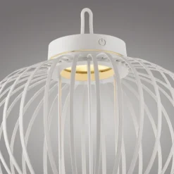 LED Tischleuchte D=36cm weiß Akkulampe USB IP44 dimmbar per Touch