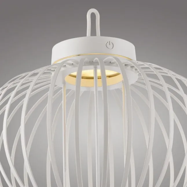 LED Tischleuchte D=36cm weiß Akkulampe USB IP44 dimmbar per Touch