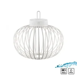 LED Tischleuchte D=36cm weiß Akkulampe USB IP44 dimmbar per Touch