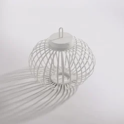 LED Tischleuchte D=36cm weiß Akkulampe USB IP44 dimmbar per Touch