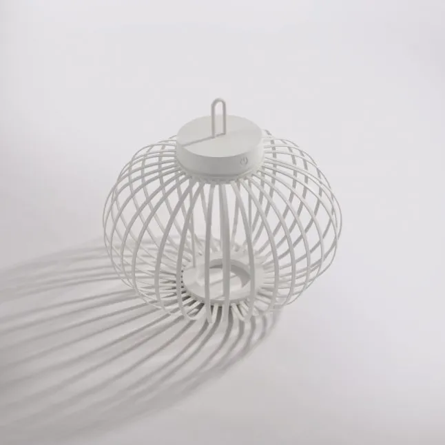 LED Tischleuchte D=36cm weiß Akkulampe USB IP44 dimmbar per Touch