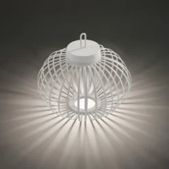 LED Tischleuchte D=36cm weiß Akkulampe USB IP44 dimmbar per Touch
