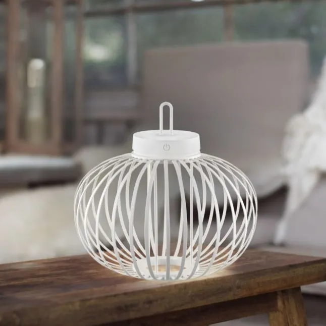 LED Tischleuchte D=36cm weiß Akkulampe USB IP44 dimmbar per Touch