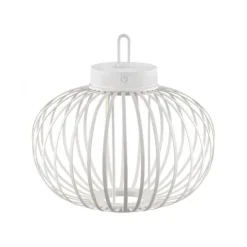 LED Tischleuchte D=36cm weiß Akkulampe USB IP44 dimmbar per Touch