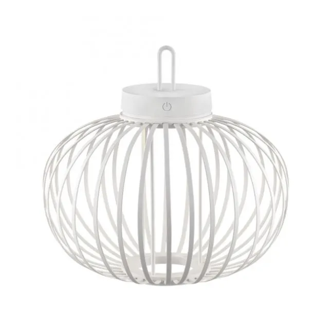 LED Tischleuchte D=36cm weiß Akkulampe USB IP44 dimmbar per Touch