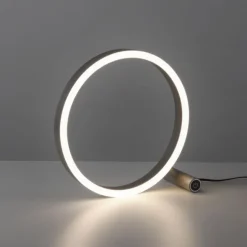 LED Tischleuchte, dimmbar, Touchdimmer, aluminium, warmweiß, rund