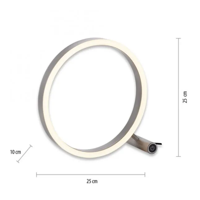LED Tischleuchte, dimmbar, Touchdimmer, aluminium, warmweiß, rund