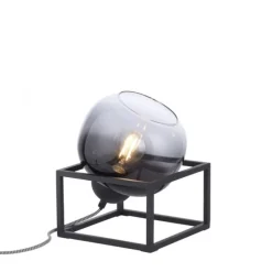 LED Tischleuchte 1 flammig schwarz Rauchglas modern Wohnlampe