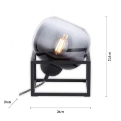 LED Tischleuchte 1 flammig schwarz Rauchglas modern Wohnlampe