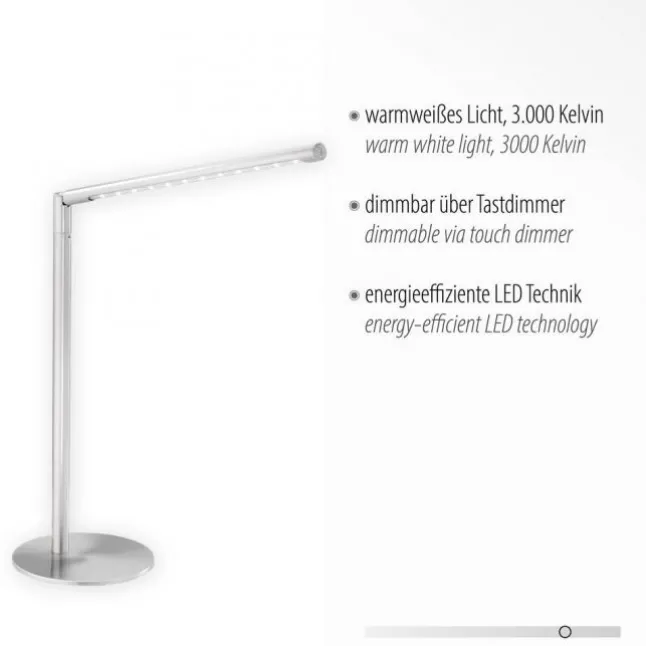 LED-Tischleuchte, höhenverstellbar, dimmbar über Tastendimmer