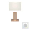 LED-Tischleuchte, Holzdekor, CCT Farbmanagement, dimmbar, Wippschalter