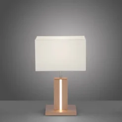 LED-Tischleuchte, Holzdekor, CCT Farbmanagement, dimmbar, Wippschalter