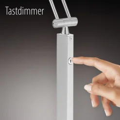 LED-Tischleuchte, Holzdekor, CCT Farbmanagement, dimmbar, Wippschalter