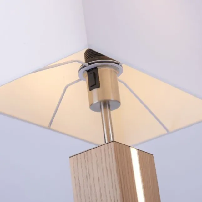 LED-Tischleuchte, Holzdekor, CCT Farbmanagement, dimmbar, Wippschalter