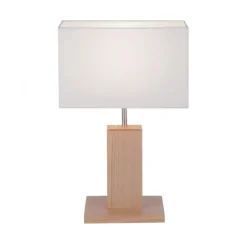 LED-Tischleuchte, Holzdekor, CCT Farbmanagement, dimmbar, Wippschalter
