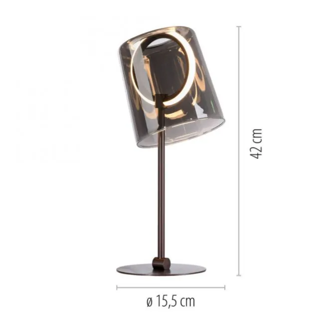 LED Tischleuchte Kaffee Farbe dimmbar per Schnurdimmer Rauchglas