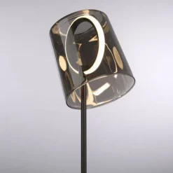 LED Tischleuchte Kaffee Farbe dimmbar per Schnurdimmer Rauchglas