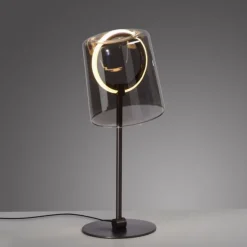 LED Tischleuchte Kaffee Farbe dimmbar per Schnurdimmer Rauchglas