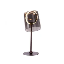 LED Tischleuchte Kaffee Farbe dimmbar per Schnurdimmer Rauchglas