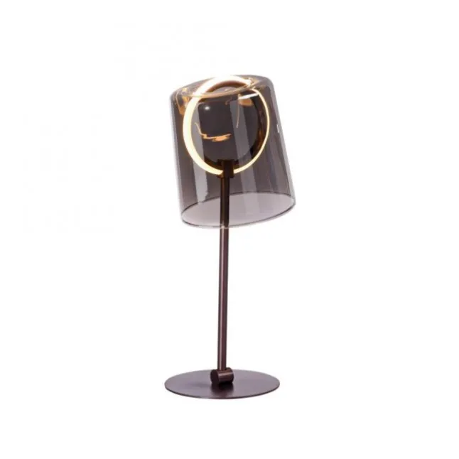 LED Tischleuchte Kaffee Farbe dimmbar per Schnurdimmer Rauchglas