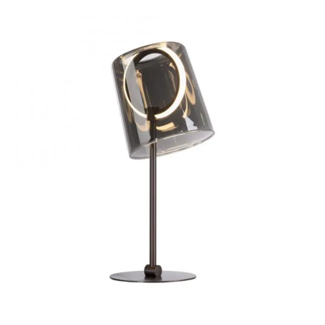 LED Tischleuchte Kaffee Farbe dimmbar per Schnurdimmer Rauchglas