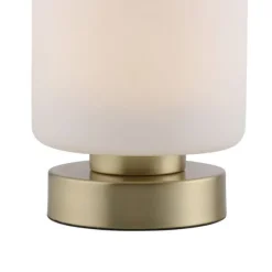 LED Tischleuchte messing farbig rund Touchdimmer zeitloses Design