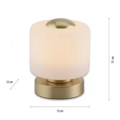LED Tischleuchte messing farbig rund Touchdimmer zeitloses Design