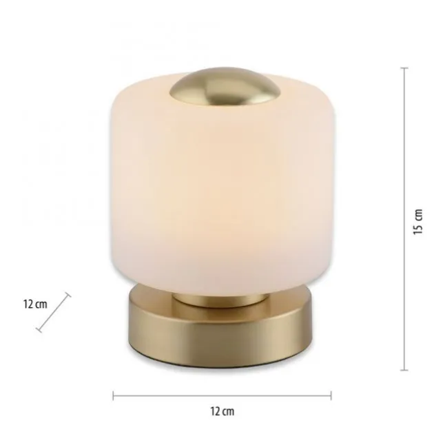 LED Tischleuchte messing farbig rund Touchdimmer zeitloses Design