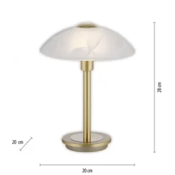 LED Tischleuchte messing matt Alabaster Dekor Glas 3 Stufen Touchdimmer