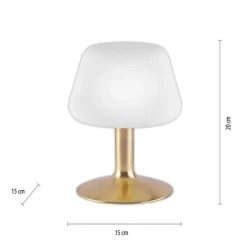 LED-Tischleuchte, messing-matt, Opalglas, Touchdimmer, dimmbar