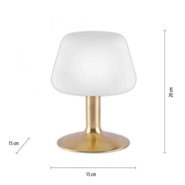 LED-Tischleuchte, messing-matt, Opalglas, Touchdimmer, dimmbar