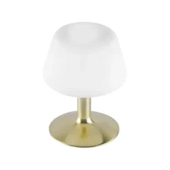 LED-Tischleuchte, messing-matt, Opalglas, Touchdimmer, dimmbar