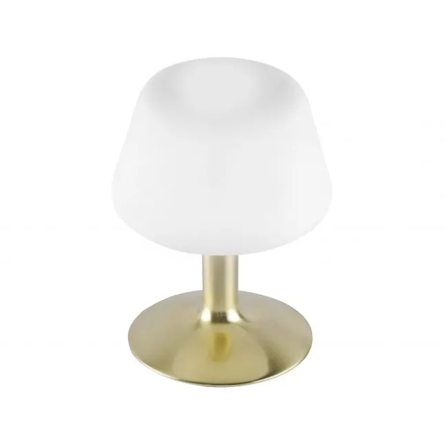 LED-Tischleuchte, messing-matt, Opalglas, Touchdimmer, dimmbar