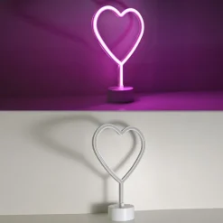 LED Tischleuchte pink Herz Batterie mit Schalter Dekorationsleuchte