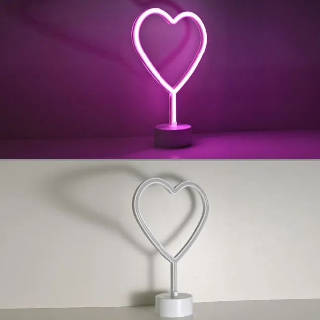 LED Tischleuchte pink Herz Batterie mit Schalter Dekorationsleuchte