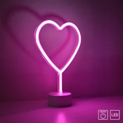 LED Tischleuchte pink Herz Batterie mit Schalter Dekorationsleuchte