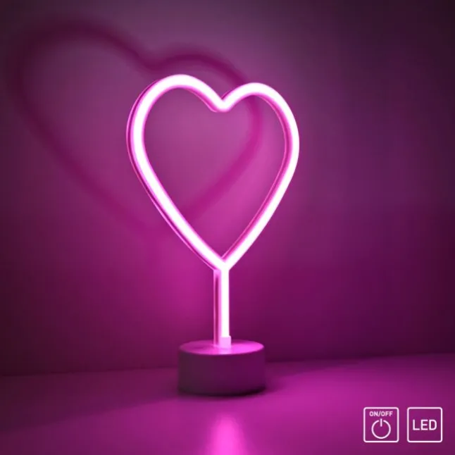 LED Tischleuchte pink Herz Batterie mit Schalter Dekorationsleuchte