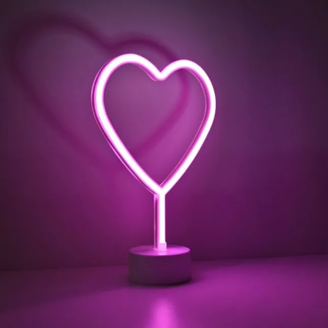 LED Tischleuchte pink Herz Batterie mit Schalter Dekorationsleuchte