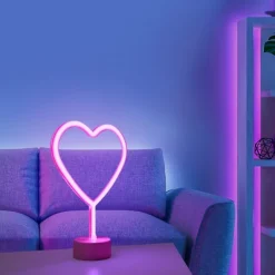 LED Tischleuchte pink Herz Batterie mit Schalter Dekorationsleuchte