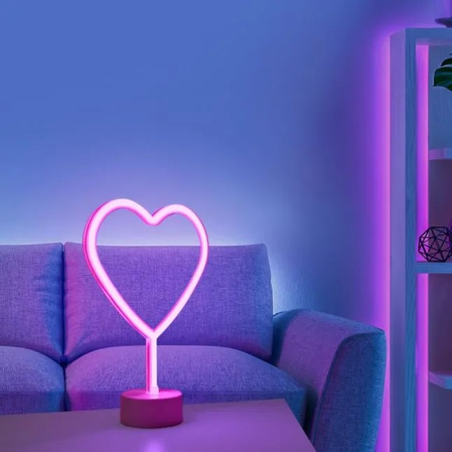 LED Tischleuchte pink Herz Batterie mit Schalter Dekorationsleuchte