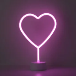 LED Tischleuchte pink Herz Batterie mit Schalter Dekorationsleuchte