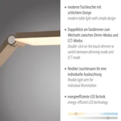 LED Tischleuchte SAMSKY, bronce, dimmbar, Touchdimmer, höhenverstellbar, Memoryfunktion